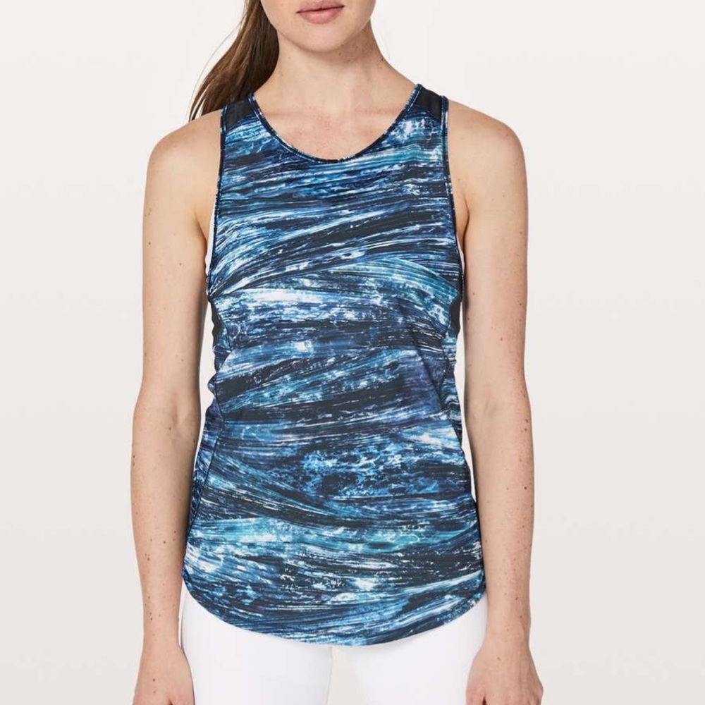 Lululemon Sculpt Tank II - Shorelines Multi Blue / Black - Size 8